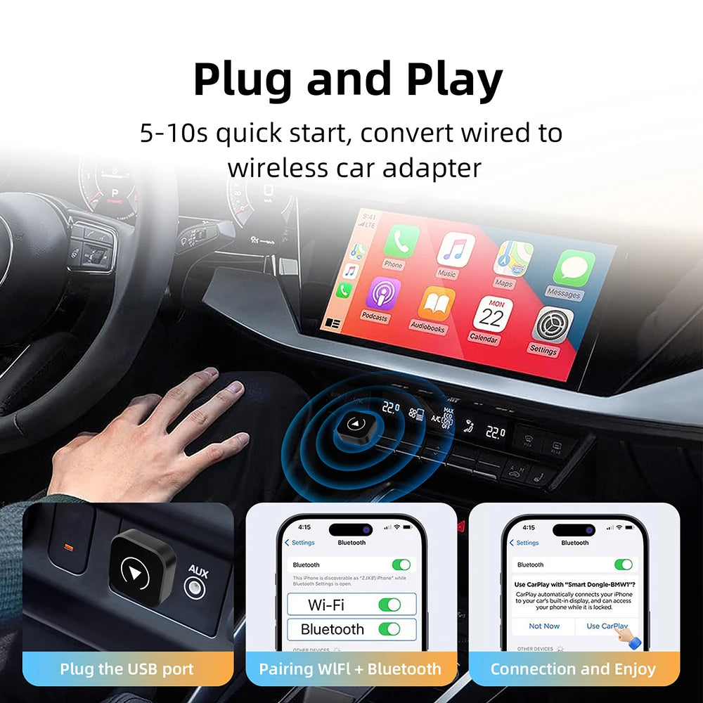 Wireless Android Auto And Carplay Box/Adapter Smart USB